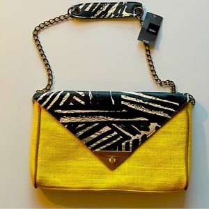 Yellow clutch purse with chain strap